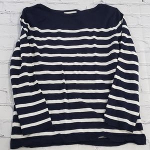 Navy and white stripe sweater small